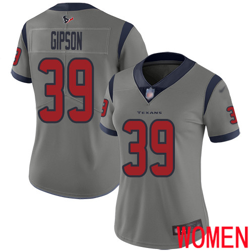 Houston Texans Limited Gray Women Tashaun Gipson Jersey NFL Football #39 Inverted Legend->houston texans->NFL Jersey